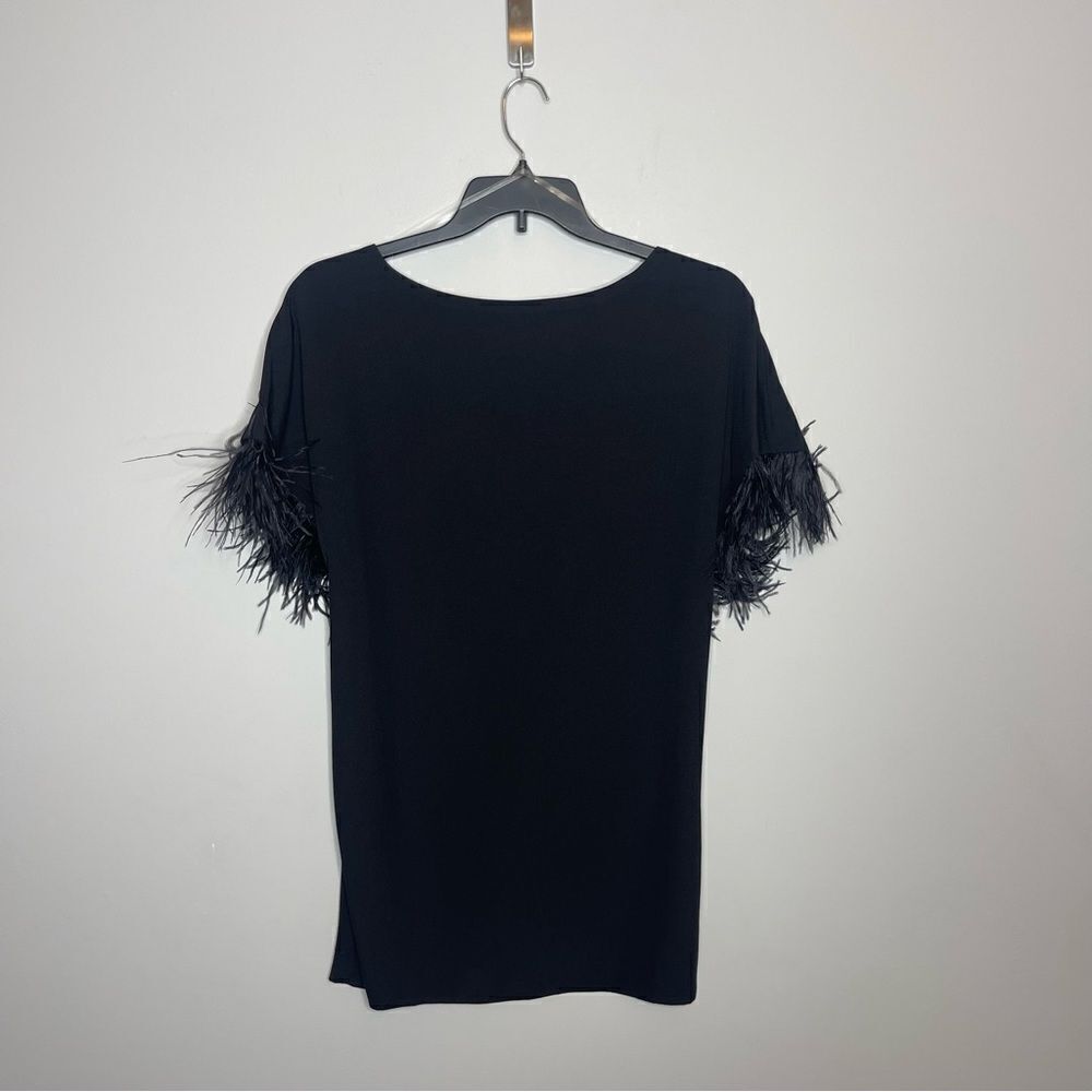 Jay X Jay Godfrey Womens Black Cocktail Budden Mini Dress Feather Sleeve New - Picture 6 of 14